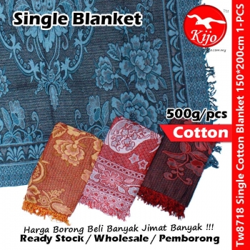 Cotton Single Adult Blanket 150*200cm / Selimut Cotton / 全棉单人被单 #Single #Blanket #Cotton #500g #Tw8718 #60*80inch
