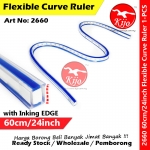 【60cm】 Flexible Curve Ruler with Inking EDGE Flexi Elastic Quilters Snake Ruler S-Ruler #2660 #60cm #24inch #蛇尺 #S尺