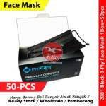 【50-PCS】Black 3-Ply Face Mask Disposable Premium Comfort Face Mask #3ply #EarLoop #FaceMask #Black #2081 #黑色口罩 #ProCare