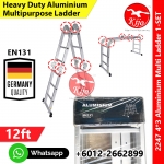 【4*3ft 12step】Silver Multipurpose Aluminum Ladder Folding Tangga #Germany #多功能 #楼梯 #2247