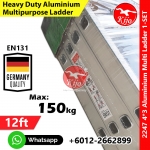 【4*3ft 12step】Silver Multipurpose Aluminum Ladder Folding Tangga #Germany #多功能 #楼梯 #2247