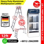 【4*3ft 12step】Silver Multipurpose Aluminum Ladder Folding Tangga #Germany #多功能 #楼梯 #2247