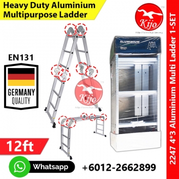 【4*3ft 12step】Silver Multipurpose Aluminum Ladder Folding Tangga #Germany #多功能 #楼梯 #2247