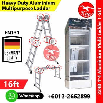 【4*4ft 16step】Silver Multipurpose Aluminum Ladder Folding Tangga #Germany #多功能 #楼梯 #2248 【4*4ft 16step】Silver Multipurpose Aluminum Ladder Folding Tangga #Germany #多功能 #楼梯 #2248