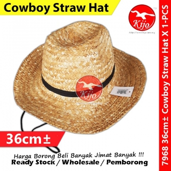 36cm± Cowboy Straw Hat X 1-PCS #KIJO #7968 #Straw #Farmer #Gardening #Topi #Kebun #Hat #牛仔草帽 #草帽 #防晒帽子