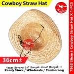 36cm± Cowboy Straw Hat X 1-PCS #KIJO #7968 #Straw #Farmer #Gardening #Topi #Kebun #Hat #牛仔草帽 #草帽 #防晒帽子