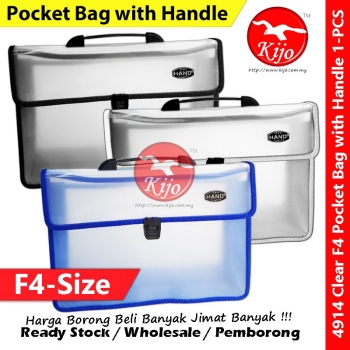 F4 Two Pocket Bag with handle / Emboss Transparent F4 Pocket Bag #4914 #Clear #F4 #Pocket #Bag #2Pocket #Emboss