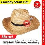 36cm± Cowboy Straw Hat X 1-PCS #KIJO #7968 #Straw #Farmer #Gardening #Topi #Kebun #Hat #牛仔草帽 #草帽 #防晒帽子