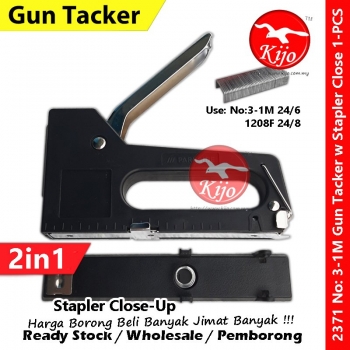 Gun Tacker with Staples Close-UP 2in1 Stapler Guntacker 3-1M 24/6 1208F 24/8 #Stapler #GunTacker #订枪机 #2371 #Gun #Tacker