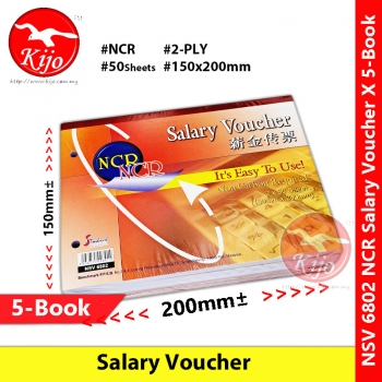 【5-Book】 NCR Salary Voucher 2x50sheets 150x200mm #NSV #6802 #NCR #Salary #Voucher #薪金传票