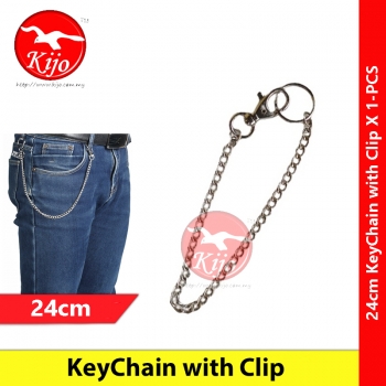 24cm KeyChain with Clip Hook Stainless Steel X 1-PCS #Hook #Jeans #Belt #KeyRing #7209