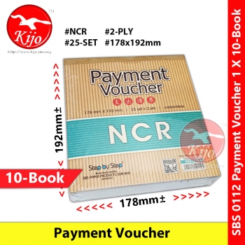 【10-Book】 NCR Payment Voucher 178x192mm 25setX2ply Carbonless #支出传票 #SBS0112 #SBS #0112 #PaymentVoucher #NCR