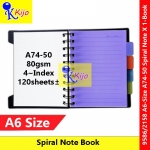 【A6-Size】 Spiral Note Book PVC Cover 80gsm 103x143mm 120sheets X 1-Book #A6 #Note #Book #4index #A74-50 #9586 #2158