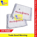 【24-Helai】 83 Tuala Good Morning Tuala Putih Selamat Pagi 2 X 12-Helai #83 #GoodMorningTowel #TualaPutih #100%Cotton