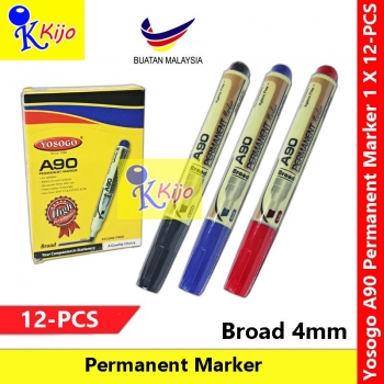 【12-PCS】 Yosogo A90 Permanent Marker Broad 4mm #yosogo #A90 #MarkerPen #Marker