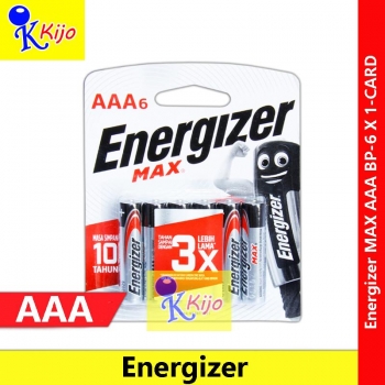 Energizer MAX AAA Battery BP-6 X 1-CARD #9365