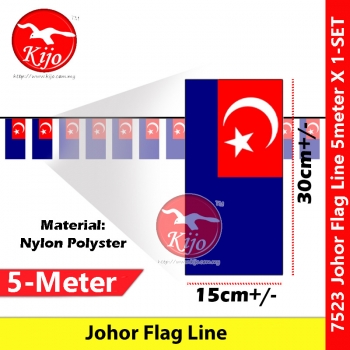 Johor Flag Line Nylon Polyester Johor Darul Ta'zim Flag 5meter± 12flag #7523 #Johor #Flag #line #柔佛旗