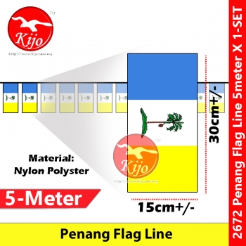 Penang Flag Line Nylon Polyester Pulau Pinang Pulau Mutiara Flag 5meter± 12flag #2672 #GeorgeTown #Flag #line #槟城旗