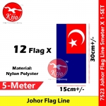 Johor Flag Line Nylon Polyester Johor Darul Ta'zim Flag 5meter± 12flag #7523 #Johor #Flag #line #柔佛旗