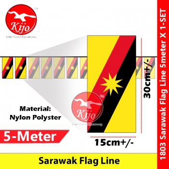 Sarawak Flag Line Nylon Polyester Sarawak Bumi Kenyalang Flag 5meter± 12flag #1803 #Sarawak #Flag #line #砂拉越旗