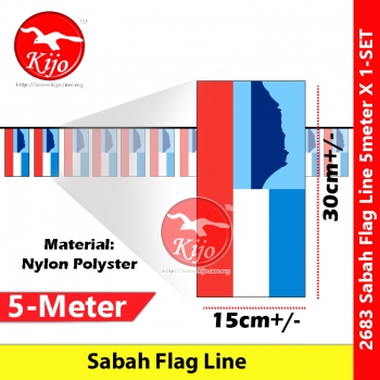 Sabah Flag Line Nylon Polyester Sabah Negeri Dibawah Bayu Flag 5meter± 12flag #2683 #Sabah #Flag #line #沙巴旗