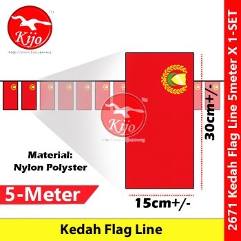 Kedah Flag Line Nylon Polyester Kedah Darul Aman Flag 5meter± 12flag #2671 #Kedah #Flag #line #吉打旗