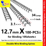 12.7mm 3:1 34-Loop Double Wire Binding Spines 1 X 100-PCS± #WireO #Wire #BindingComb #7596