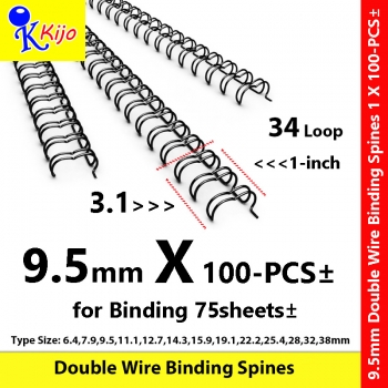 9.5mm 3:1 34-Loop Double Wire Binding Spines 1 X 100-PCS± #WireO #Wire #BindingComb #7594