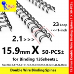 15.9mm 2:1 23-Loop Double Wire Binding Spines 1 X 50-PCS± #WireO #Wire #BindingComb #9501