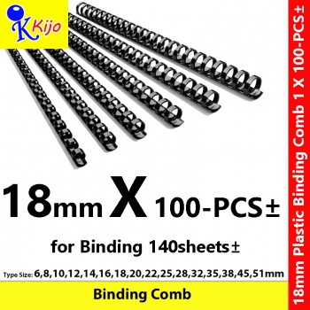 18mm Plastic Binding Comb 1-Box 100-PCS± #7582