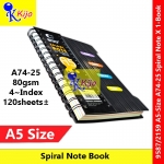 【A5-Size】 Spiral Note Book PVC Cover 80gsm 140x207mm 120sheets X 1-Book #A5 #Note #Book #4index #A74-25 #9587 #2159
