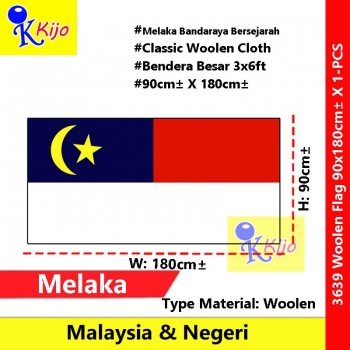 90cm± X 180cm± Melaka Flag Woolen Flag Negeri Melaka Bandaraya Bersejarah #3639 #WoolenFlag #Tebal #Melaka