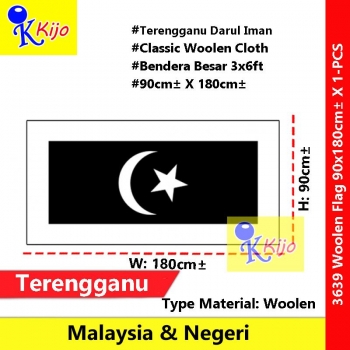 90cm± X 180cm± Terengganu Flag Woolen Flag Negeri Terengganu Darul Iman #3639 #WoolenFlag #Tebal #Terengganu