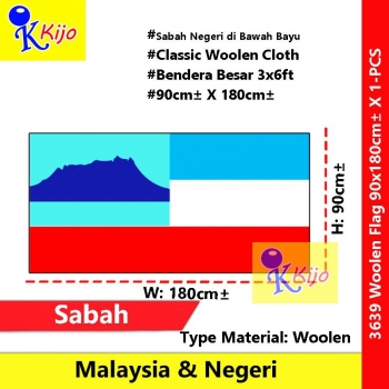 90cm± X 180cm± Sabah Flag Woolen Flag Sabah Negeri di Bawah Bayu #3639 #WoolenFlag #Tebal #Sabah