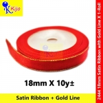Red Satin Ribbon with Gold Line 18mm #Ribbon #Red #Satin #Goldline #2444 #红色 #红丝带 #带金边