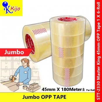Master King Jumbo Extra Big Opp Tape 45mm X 180meter± X 6-Roll #PackingTape #OPPTape #JumboBig #BoppTape #2330