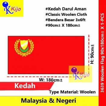 90cm± X 180cm± Kedah Flag Woolen Flag Negeri Kedah Darul Aman #3639 #WoolenFlag #Tebal #Kedah