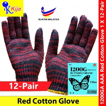 【12-Pair】 Butterfly Brand 1200 AAA Cotton Glove Sarung Tangan Cotton 全棉手套 #1200 #Butterfly #Cotton #Glove #AAA