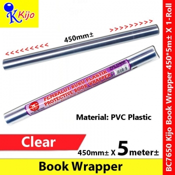 Kijo PVC Clear Book Cover Wrapper 450mm± X 5meter± #7650 #BookCover #BookWrapper #Kijo #PembalutBuku #Plastic #包书纸