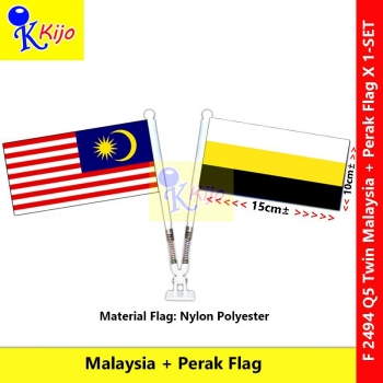【2in1】 Twin Spring Flag Malaysia + Perak Flag Table Spring Flag #Bendera #双旗弹簧旗 #马拉西亚 #霹雳 #JalurGemilang+Perak #2494