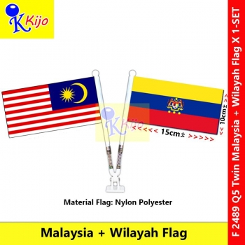 【2in1】 Twin Spring Flag Malaysia + Wilayah Flag Table Spring Flag #Bendera #双旗弹簧旗 #马拉西亚 #联邦直辖区旗 #M'sia+Wilayah #2489