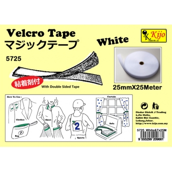 5725 White Colour Velcro Tape With Double Sided Tape