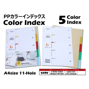 9289 11-Hole 5 Color Index File Subject Divider