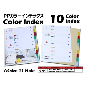 9290 11-Hole 10 Color Index File Subject Divider