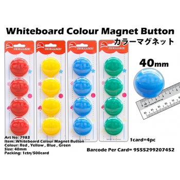7983 Whiteboard Colour Magnet Button 40mm