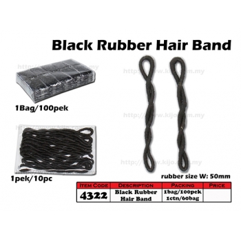 4322 Black Rubber Hair Band
