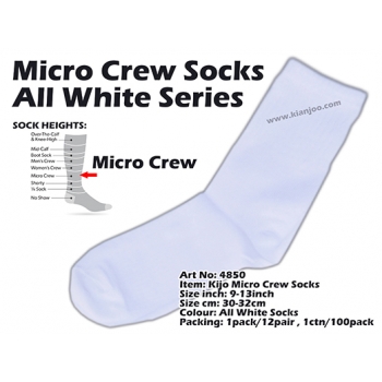 4850 Kijo Micro Crew White Socks