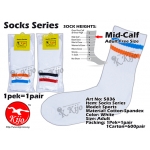 5836 Mid-Calf Sports Socks 1pek=1pair - White