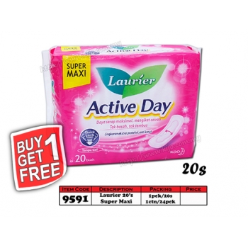 9591 Laurier Active Day 20's Sanitary Pads - Buy1Get1Free
