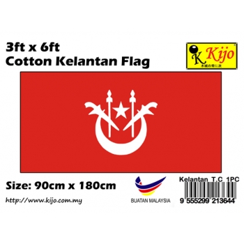 Cotton Kelantan Flag Size: 90cm X 180cm ( 3ft x 6ft )